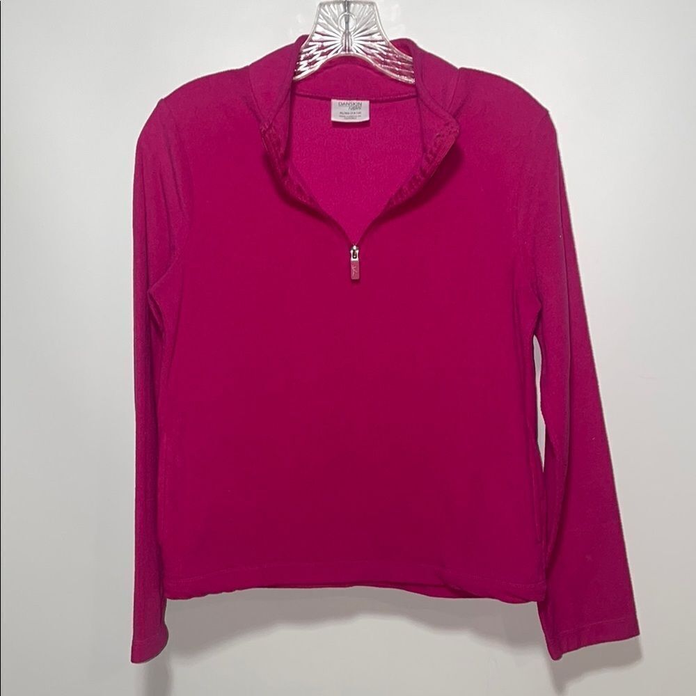 Danskin Pink Fitted Polo Sweatshirt